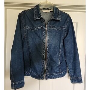 BLING! Long Sleeve Denim Jacket Rhinestone Detail Cathy Daniels MEDIUM